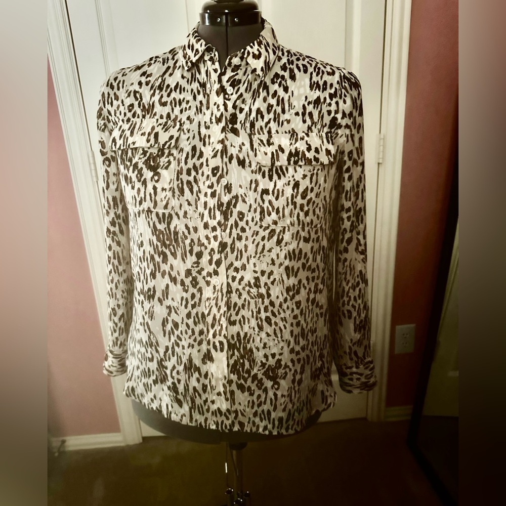 Leopard Print Button-Up Blouse